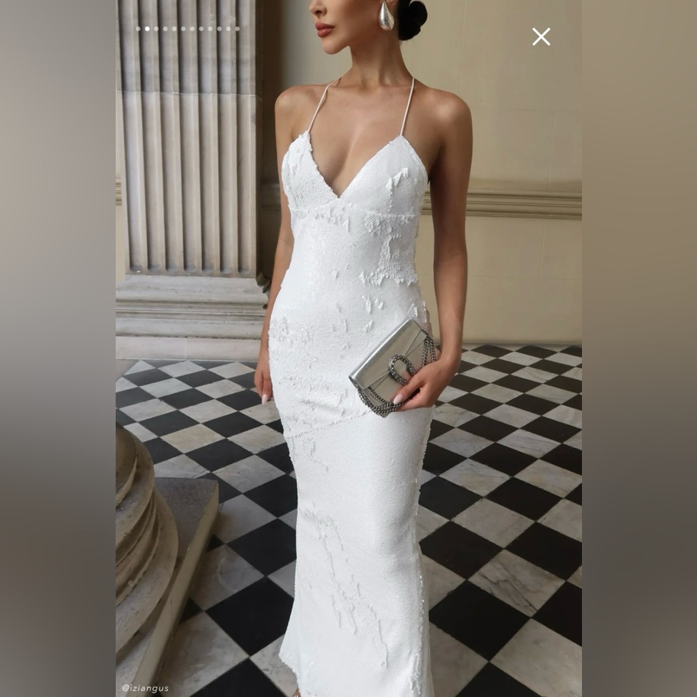 Meshki white sequin maxi dress